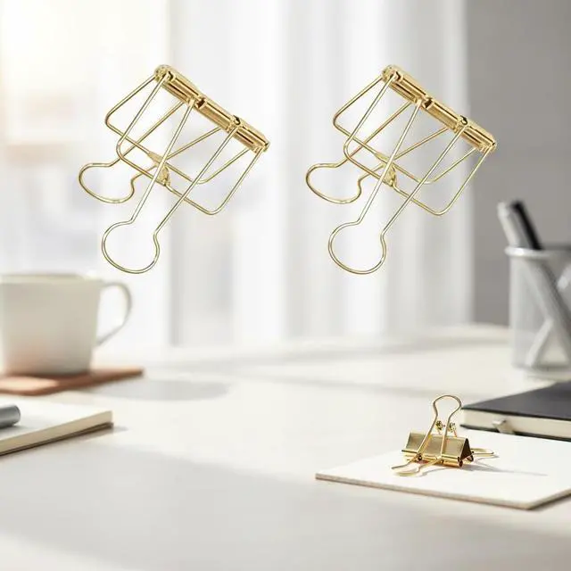 Alt view image 5 of 6 - 4Pcs Golden Hollow Out Long Tail Wire Binder Clips Paper Binder Clip Binder and Paper Clips Small in Size and Light in Weight Clips