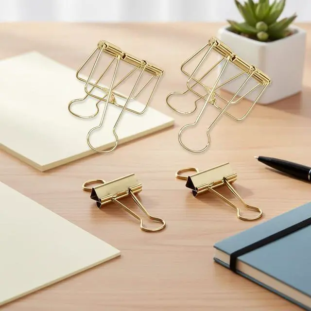 Alt view image 3 of 6 - 4Pcs Golden Hollow Out Long Tail Wire Binder Clips Paper Binder Clip Binder and Paper Clips Small in Size and Light in Weight Clips