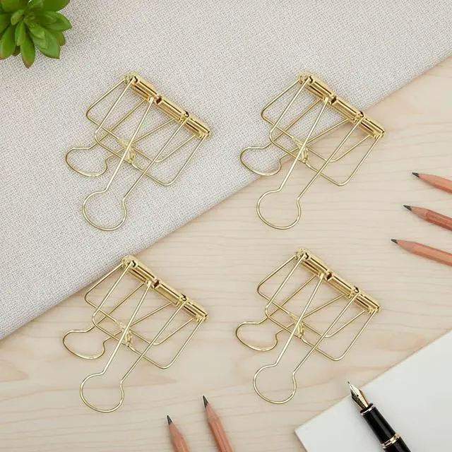 Alt view image 6 of 6 - 4Pcs Golden Hollow Out Long Tail Wire Binder Clips Paper Binder Clip Binder and Paper Clips Small in Size and Light in Weight Clips