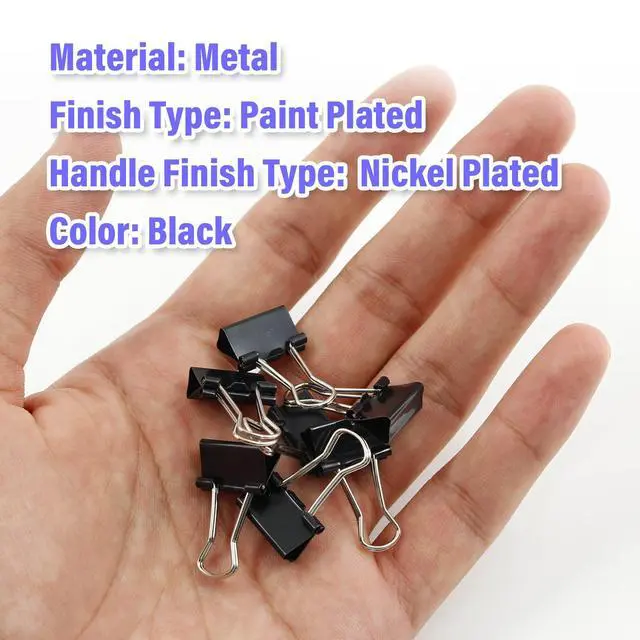 Alt view image 4 of 7 - 40 Pack 5/8" Black Binder Clips, 5mm Capacity Metal Office Clamps | Metal Paint-Plated, 15mm Wide 5mm Capacity, For Paper Document Photo Album School Office Home