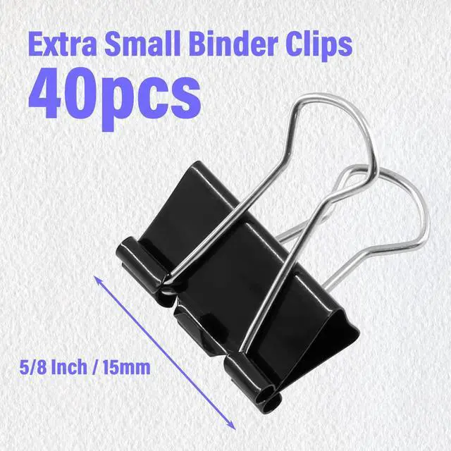 Alt view image 3 of 7 - 40 Pack 5/8" Black Binder Clips, 5mm Capacity Metal Office Clamps | Metal Paint-Plated, 15mm Wide 5mm Capacity, For Paper Document Photo Album School Office Home