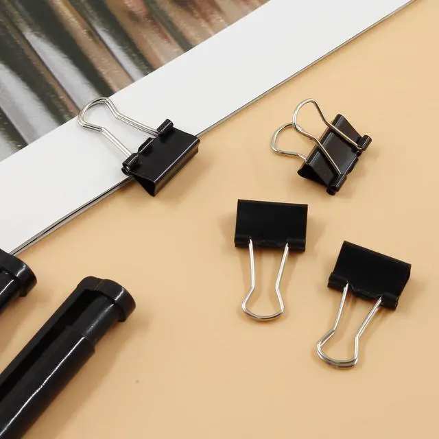Alt view image 5 of 7 - 40 Pack 5/8" Black Binder Clips, 5mm Capacity Metal Office Clamps | Metal Paint-Plated, 15mm Wide 5mm Capacity, For Paper Document Photo Album School Office Home