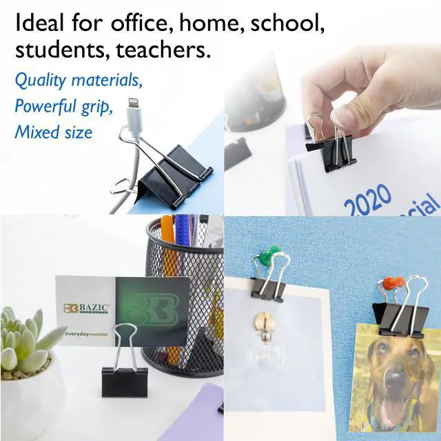Alt view image 3 of 7 - Assorted Size Binder Clips, Black, 12 Ct | Clamp paper stacks tight and hold without staples or folds, For home and office use