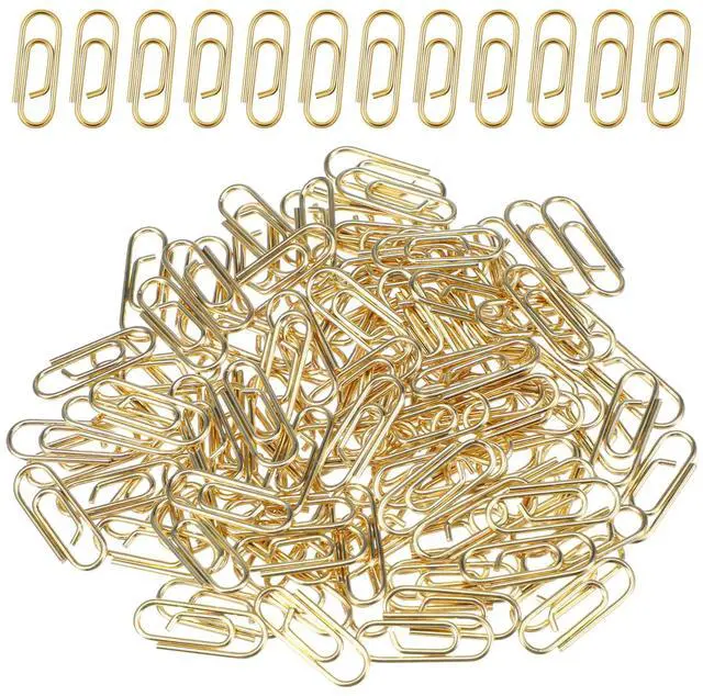 Main image of 100 Pieces Mini Paper Clips, 0.6 Inch Metal Tiny Paper Clips Clamps Office Paperclip Cute Small Binder Notes Classified Clip for Office School Home Desk Organizers (Gold)