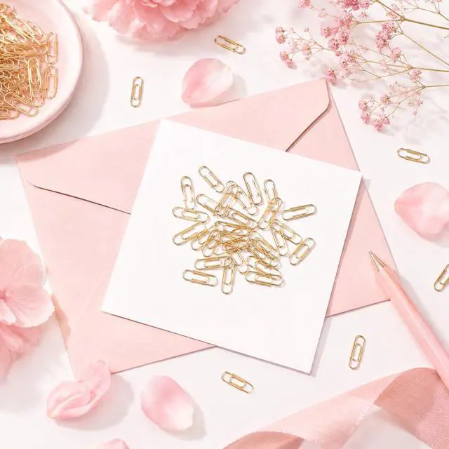Alt view image 5 of 7 - 100 Pieces Mini Paper Clips, 0.6 Inch Metal Tiny Paper Clips Clamps Office Paperclip Cute Small Binder Notes Classified Clip for Office School Home Desk Organizers (Gold)