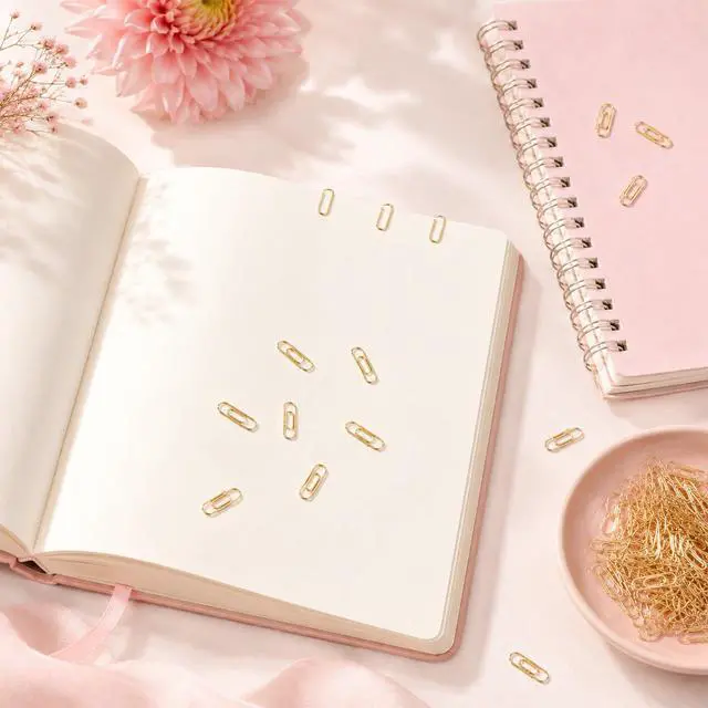 Alt view image 7 of 7 - 100 Pieces Mini Paper Clips, 0.6 Inch Metal Tiny Paper Clips Clamps Office Paperclip Cute Small Binder Notes Classified Clip for Office School Home Desk Organizers (Gold)