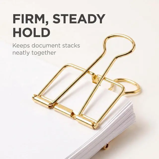 Alt view image 2 of 7 - 4 Pcs Golden Hollow Out Long Tail Wire Binder Clips Paper Binder Clip Large 51mm Binder and Paper Clips Small in Size and Light in Weight,Clips, Clamps and Rings,Clips, Clamps and Rings