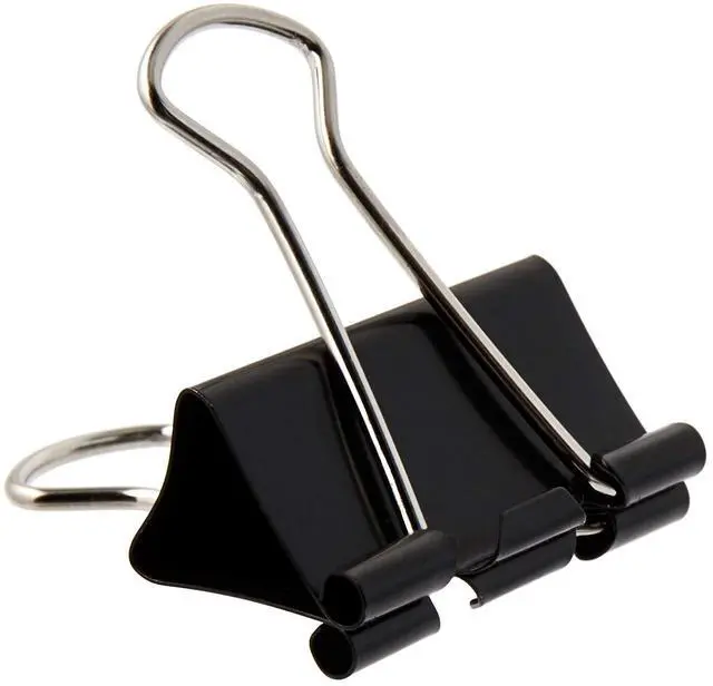 Main image of Binder Clips, Paper Binder Assorted Sizes, Tempered Steel, Black, 12 Pieces - 1/4 Inches
