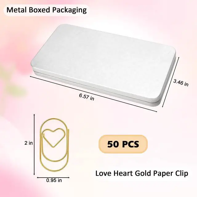 Alt view image 3 of 7 - 50PCS Cute Paper Clips Assorted Shapes, Decorative Paperclips for Office & School Supplies, Bookmarks, Bible Study, Teacher Appreciation & Gift Use (Gold Heart 2 inch(50Pcs))