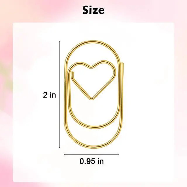 Alt view image 5 of 7 - 50PCS Cute Paper Clips Assorted Shapes, Decorative Paperclips for Office & School Supplies, Bookmarks, Bible Study, Teacher Appreciation & Gift Use (Gold Heart 2 inch(50Pcs))