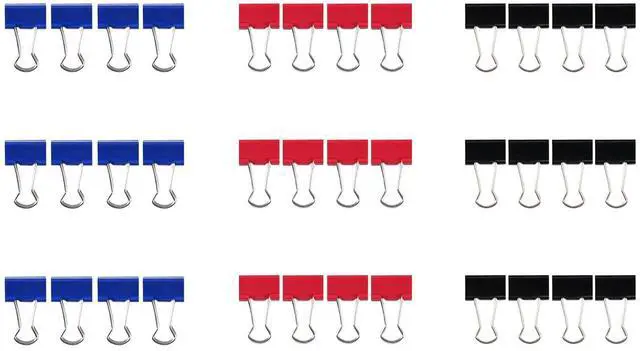 Main image of 36 Pcs Mini Binder Clips, 5/8 inch(15mm), Colored Binder Clips, Paper Clamps Mini Size for Office Supplies, 3 Vibrant Colors