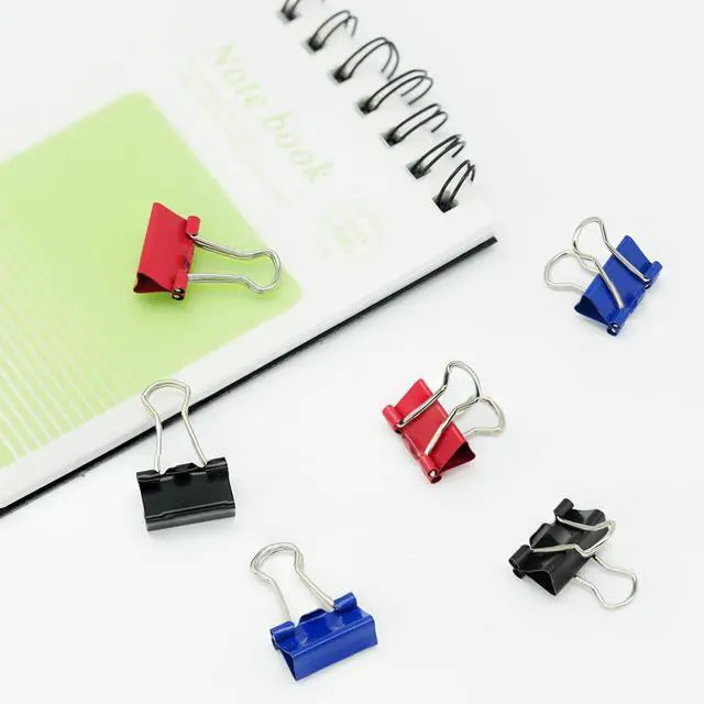 Alt view image 5 of 7 - 36 Pcs Mini Binder Clips, 5/8 inch(15mm), Colored Binder Clips, Paper Clamps Mini Size for Office Supplies, 3 Vibrant Colors