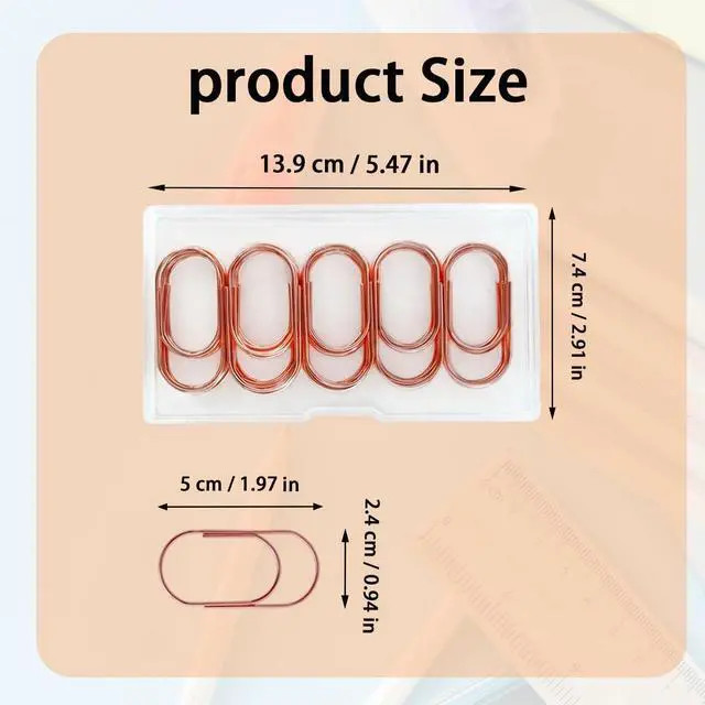 Alt view image 3 of 7 - 50 Pcs Jumbo Paper Clips, 2 Inch (50mm) Large Paper Clips | for Office School Home Desk Organizers DIY Crafts Scrapbooking (Rose Gold)