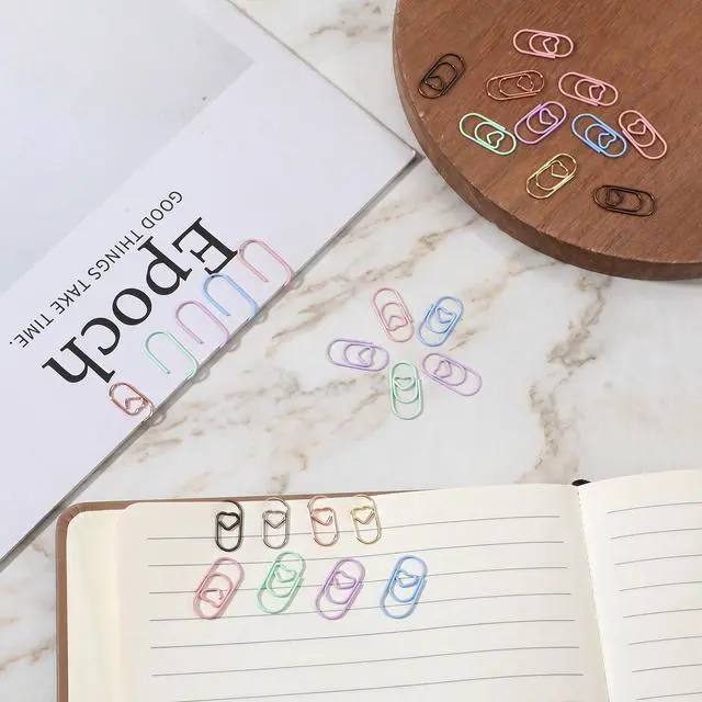Alt view image 6 of 7 - 200Pcs Heart Paper Clips, Multicolor Papers Clips Decorative Binder Clip Love Heart Shaped Paperclips Cute Mini Paperclips for Office School Home Desk Organizers