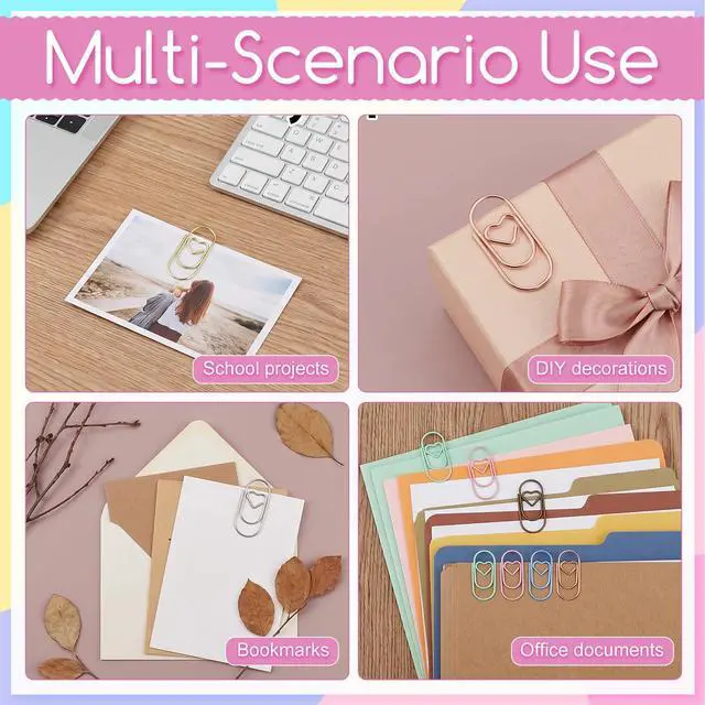 Alt view image 7 of 7 - 200Pcs Heart Paper Clips, Multicolor Papers Clips Decorative Binder Clip Love Heart Shaped Paperclips Cute Mini Paperclips for Office School Home Desk Organizers