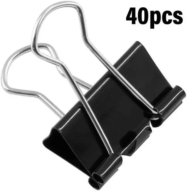 Alt view image 2 of 7 - 40 Pack 1" Black Binder Clips, 12mm Capacity Metal Office Clamps | Metal Paint-Plated, 25mm Wide 12mm Capacity, For Paper Document Photo Album School Office Home