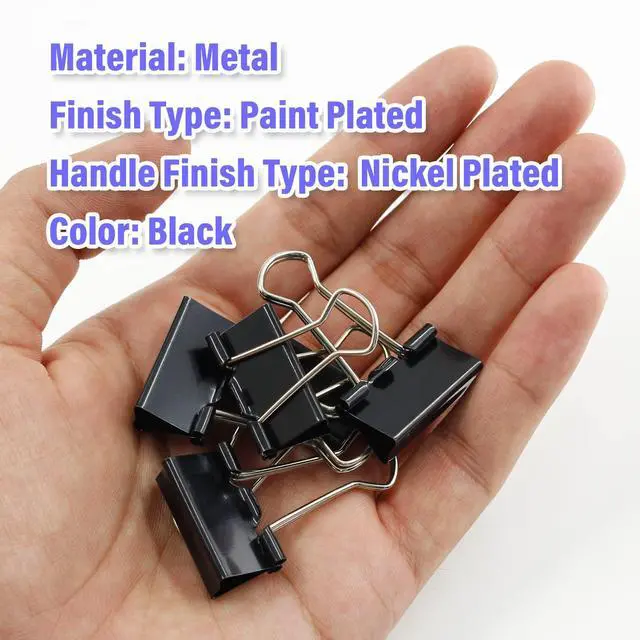 Alt view image 4 of 7 - 40 Pack 1" Black Binder Clips, 12mm Capacity Metal Office Clamps | Metal Paint-Plated, 25mm Wide 12mm Capacity, For Paper Document Photo Album School Office Home