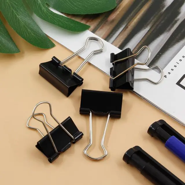 Alt view image 5 of 7 - 40 Pack 1" Black Binder Clips, 12mm Capacity Metal Office Clamps | Metal Paint-Plated, 25mm Wide 12mm Capacity, For Paper Document Photo Album School Office Home