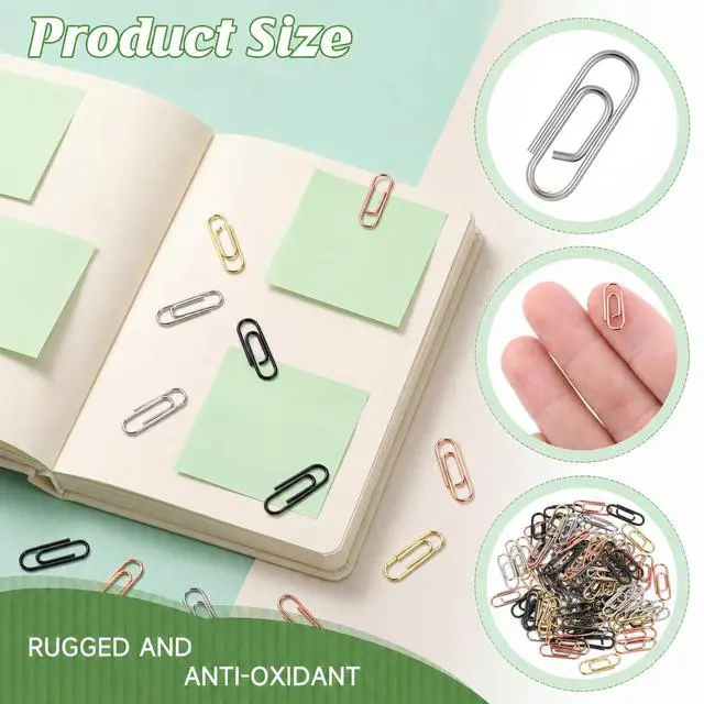 Alt view image 4 of 7 - 100 PCS Mini Paper Clips, 0.59 Inches Colorful Metal Tiny Paperclips | Cute Notes Classified Clips for Home Office School Document Journal Stationery Organizers, Gold & Silver & Rose Gold & Black