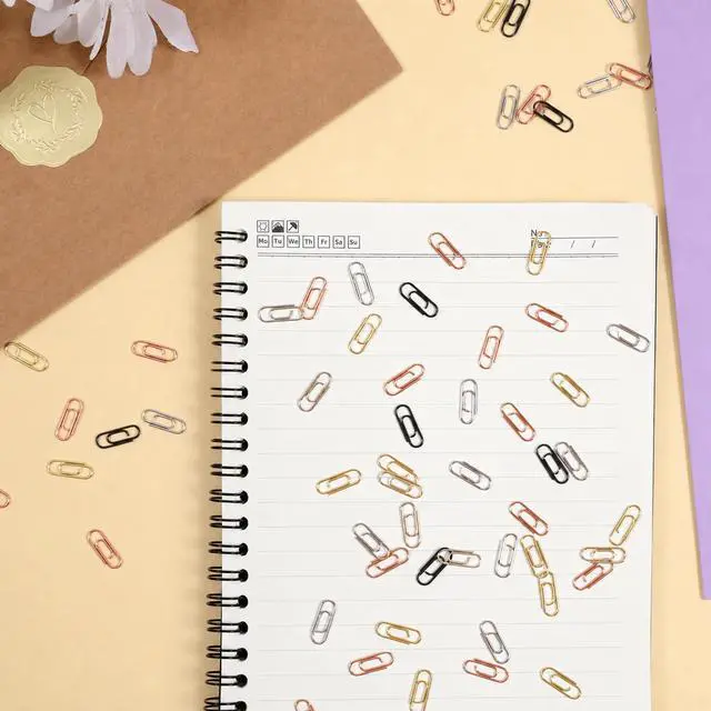 Alt view image 6 of 7 - 100 PCS Mini Paper Clips, 0.59 Inches Colorful Metal Tiny Paperclips | Cute Notes Classified Clips for Home Office School Document Journal Stationery Organizers, Gold & Silver & Rose Gold & Black
