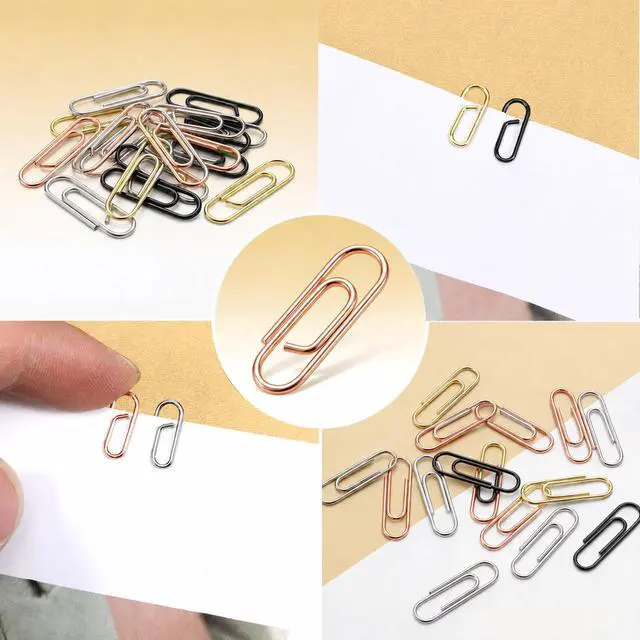 Alt view image 3 of 7 - 100 PCS Mini Paper Clips, 0.59 Inches Colorful Metal Tiny Paperclips | Cute Notes Classified Clips for Home Office School Document Journal Stationery Organizers, Gold & Silver & Rose Gold & Black