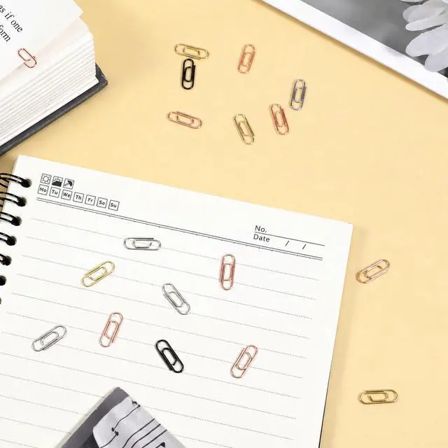 Alt view image 5 of 7 - 100 PCS Mini Paper Clips, 0.59 Inches Colorful Metal Tiny Paperclips | Cute Notes Classified Clips for Home Office School Document Journal Stationery Organizers, Gold & Silver & Rose Gold & Black