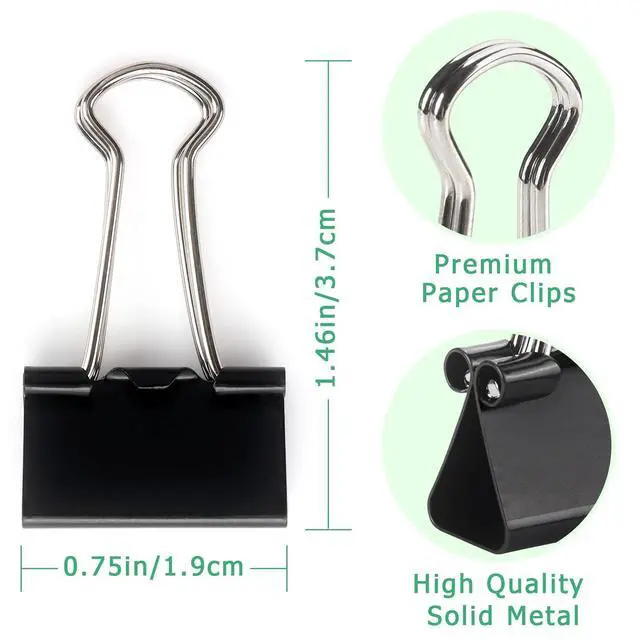 Alt view image 3 of 7 - 36 Pack Binder Clips 0.7 Inches Black | Paper Clamps Clips, Durable steel, Rust-resistant, Strong spring