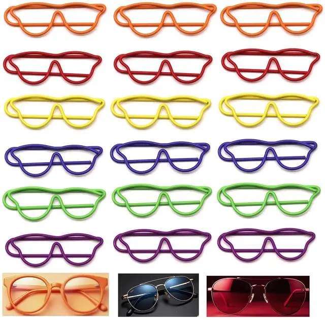 Main image of 30 Pcs Glasses-Shaped Paper Clips Set, Multicolor Metal Cute Paperclips for School & Office - Perfect for Organizing Documents & Bookmarks & Decor (Glasses Shaped, 30)