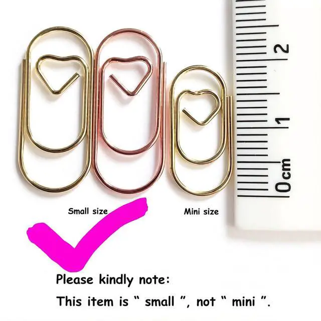Alt view image 5 of 6 - Small Heart Paper Clips Rose Gold, Decorative Paper Clips 100 PCS | 1 inch Metal Bookmarks for Document Note Sorting, Wedding Decoration, Crafts, Office Supplies