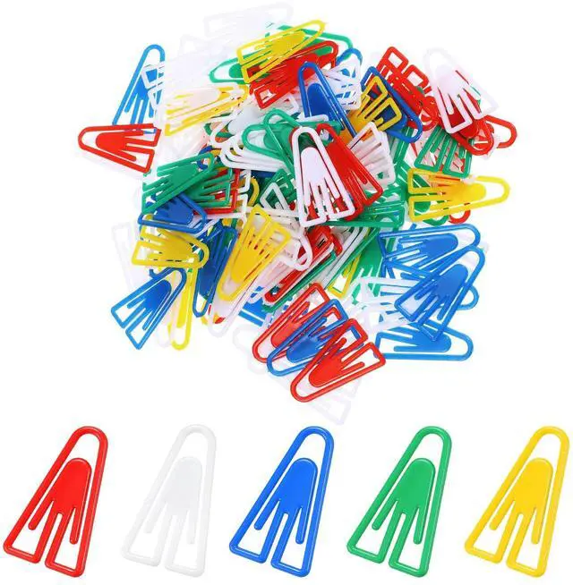 Main image of 50Pcs Plastic Paper Clips Long Mixed Color Triangle Clips Bookmarks Smooth Colored Paperclip Clamp Assorted Colors Paper Clip for Scrapbooking Planners Notebook Documents Craft Office Home Supplies