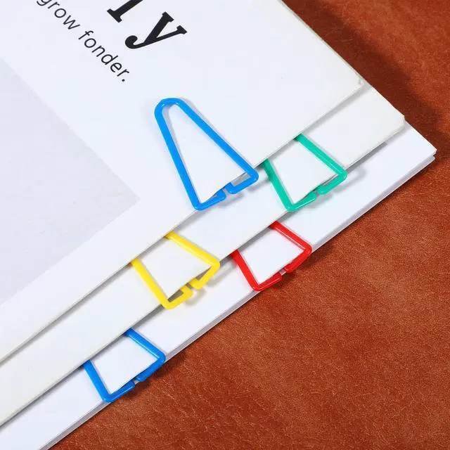 Alt view image 7 of 7 - 50Pcs Plastic Paper Clips Long Mixed Color Triangle Clips Bookmarks Smooth Colored Paperclip Clamp Assorted Colors Paper Clip for Scrapbooking Planners Notebook Documents Craft Office Home Supplies