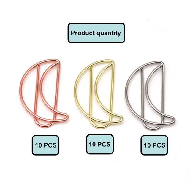 Alt view image 4 of 6 - Cute Decorative Moon Paper Clips 30 Pcs for Office Supplies | Moon desk accessories for organizing notebooks, planners and documents at school, office or home