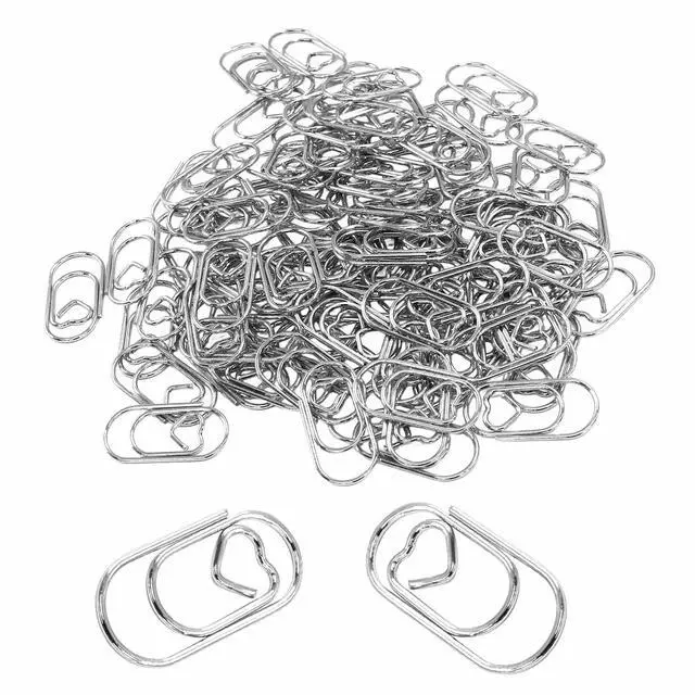 Alt view image 2 of 4 - Silver Heart Shaped Paper Clips, 100 Pcs | Small Cute Decorative Clips, For Office, School,Wedding and Home Organization, Desk Organizers