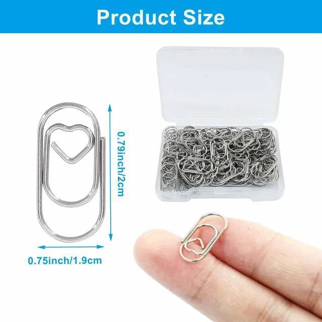 Alt view image 3 of 4 - Silver Heart Shaped Paper Clips, 100 Pcs | Small Cute Decorative Clips, For Office, School,Wedding and Home Organization, Desk Organizers