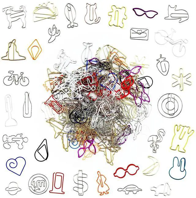 Main image of 150 Pcs Mixed Cute Paper Clips, Assorted Colors Bookmark Paperclips, Fun Office Supplies Gifts for Students, Kids, Teachers (Random Shaped)