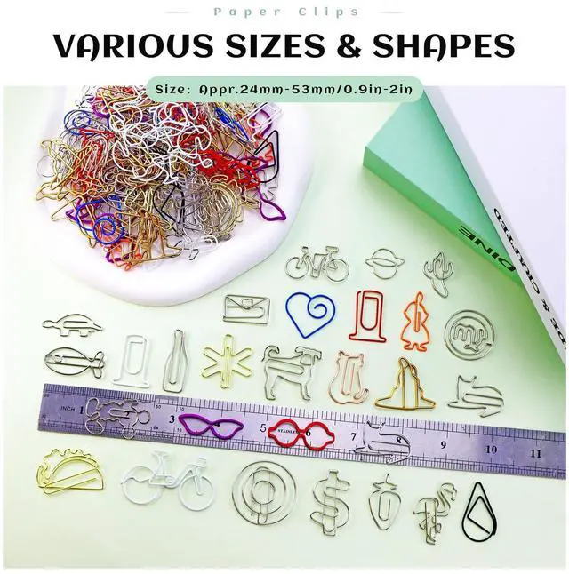 Alt view image 2 of 6 - 150 Pcs Mixed Cute Paper Clips, Assorted Colors Bookmark Paperclips, Fun Office Supplies Gifts for Students, Kids, Teachers (Random Shaped)