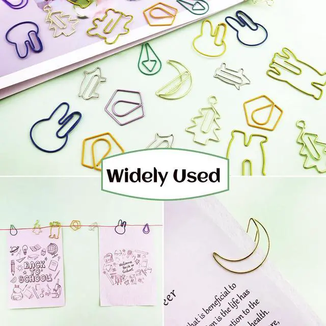 Alt view image 4 of 6 - 150 Pcs Mixed Cute Paper Clips, Assorted Colors Bookmark Paperclips, Fun Office Supplies Gifts for Students, Kids, Teachers (Random Shaped)