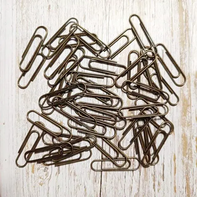 Alt view image 3 of 6 - 100Pcs/lot Bronze Color Paper Clips Metal Paper Clips Notes Classified Clips Vintage Paper Clips for Junk Journal Stationery School Office Supplies