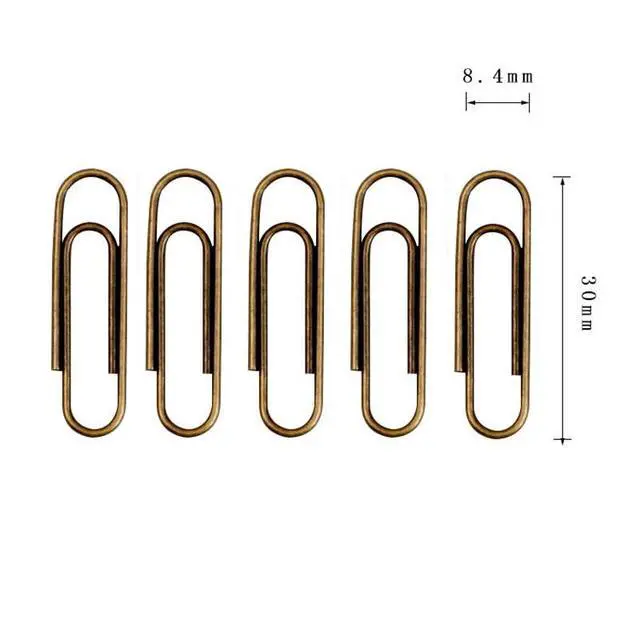 Alt view image 5 of 6 - 100Pcs/lot Bronze Color Paper Clips Metal Paper Clips Notes Classified Clips Vintage Paper Clips for Junk Journal Stationery School Office Supplies