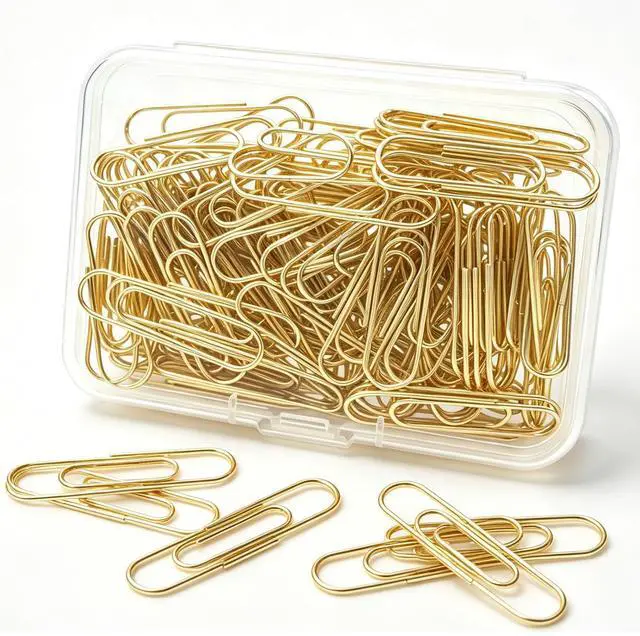 Main image of Gold Paper Clips, 120 Count, 1.1 Inch (28mm) Small Paperclips, Office Supplies for Documents, Files, Notes, and Bookmarks