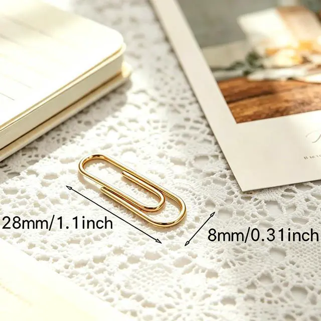 Alt view image 2 of 6 - Gold Paper Clips, 120 Count, 1.1 Inch (28mm) Small Paperclips, Office Supplies for Documents, Files, Notes, and Bookmarks