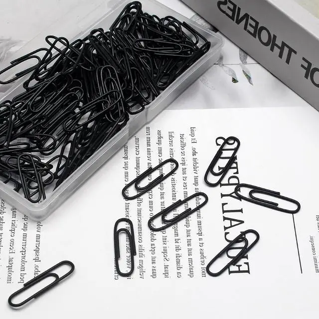 Alt view image 6 of 7 - Black Paper Clips, 1.1 Inch (28mm), 120 Pcs Metal Paperclips | Vinyl Coated Metal, For Office, School, Home, Bookmark & Document Organizer