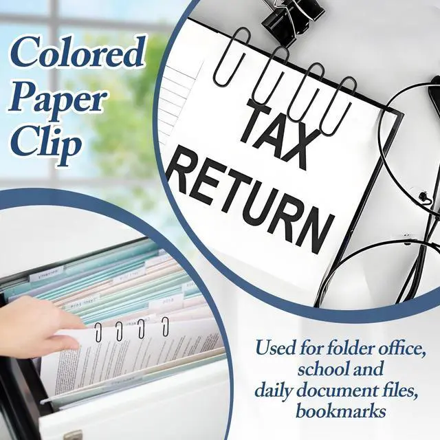 Alt view image 4 of 7 - Black Paper Clips, 1.1 Inch (28mm), 120 Pcs Metal Paperclips | Vinyl Coated Metal, For Office, School, Home, Bookmark & Document Organizer