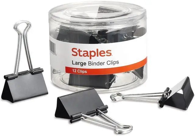 Main image of Binder Clips, Large Size, 1" Capacity, Black, 12 Pack Strong Hold Clips for Office Filing & Paper Bundles | Strong-hold clips for office filing, paper bundles, and document storage.