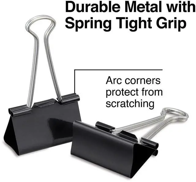 Alt view image 2 of 5 - Binder Clips, Large Size, 1" Capacity, Black, 12 Pack Strong Hold Clips for Office Filing & Paper Bundles | Strong-hold clips for office filing, paper bundles, and document storage.