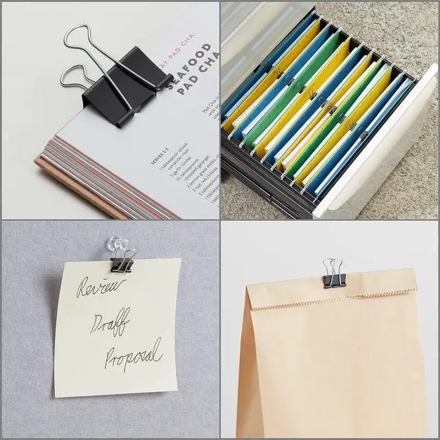 Alt view image 5 of 5 - Binder Clips, Large Size, 1" Capacity, Black, 12 Pack Strong Hold Clips for Office Filing & Paper Bundles | Strong-hold clips for office filing, paper bundles, and document storage.