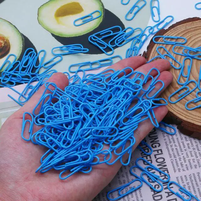 Alt view image 5 of 7 - 200 Pack Blue Paper Clips 1.1 Inch / 28mm | Small Paper Clips, Metal, Vinyl Coated, Decorative Metal Paper Clamps, For Office School and Home