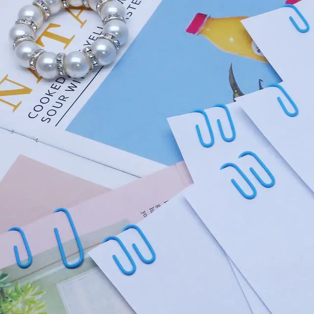 Alt view image 7 of 7 - 200 Pack Blue Paper Clips 1.1 Inch / 28mm | Small Paper Clips, Metal, Vinyl Coated, Decorative Metal Paper Clamps, For Office School and Home