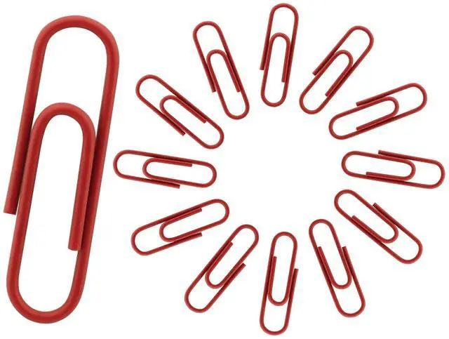 Main image of 200 Pack Red Vinyl Coated Paper Clips, 28mm Small Office Clips | Vinyl-Coated No Marks, Holds Firmly, Compact And Portable, For Paper Document Photo Album School Office