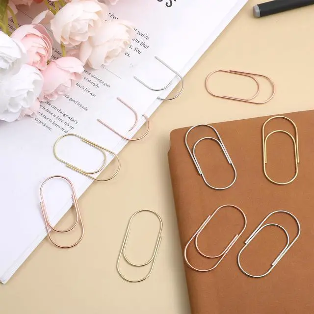 Alt view image 6 of 7 - 30 Pcs Jumbo Paper Clips Oversized 2 Inch Large Paper Clips Non Skid Smooth Finish Steel Wire Office Supply Planner Invitation Accessories (Gold, Silver, Rose Gold)
